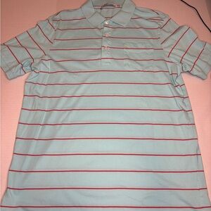 Criquet Aqua Polo Shirt Classic Stripes 100% Organic Cotton Size L